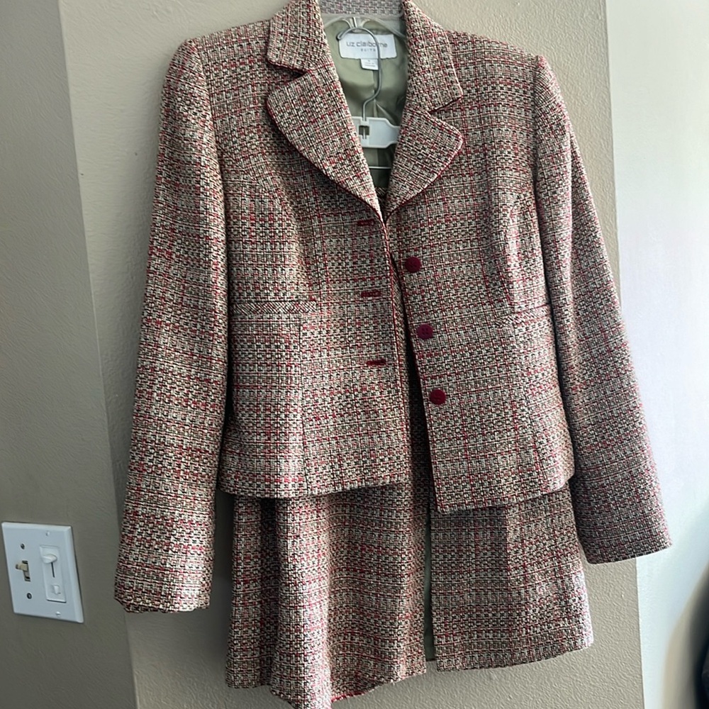 Liz Claiborne Pink Tweed Skirt Set